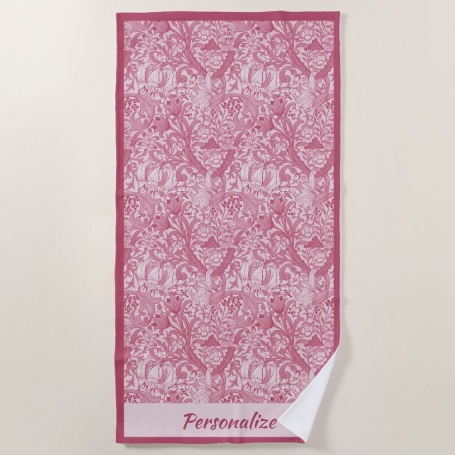 Pretty Pink Swirl Design Large Pool Beach Towel (Front)