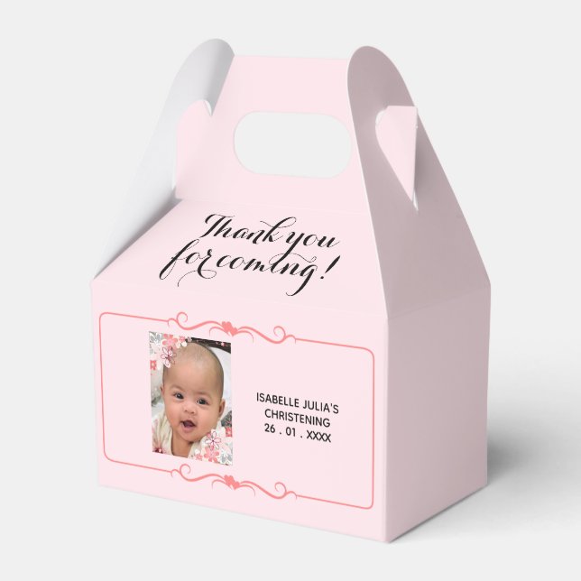 Pretty Pink THANK YOU FOR COMING! Christening Favour Box (Front Side)