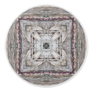 Pretty Pink Tinged Aztec Inspired Pattern Ceramic Knob