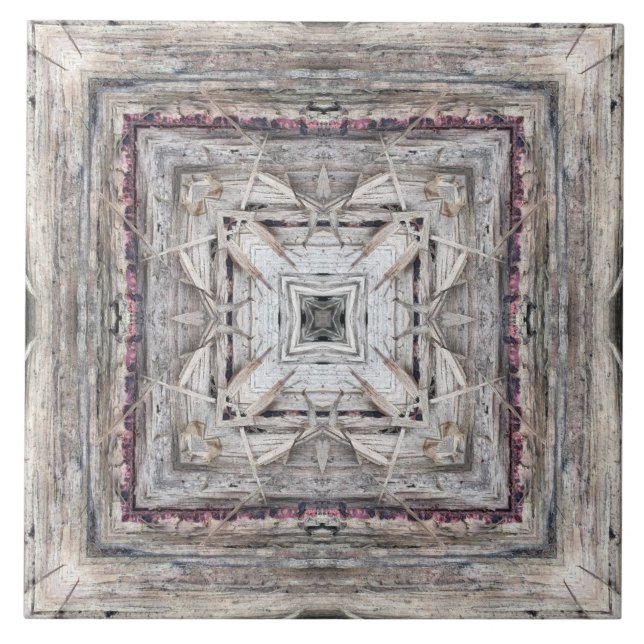 Pretty Pink Tinged Aztec Inspired Pattern Tile (Front)