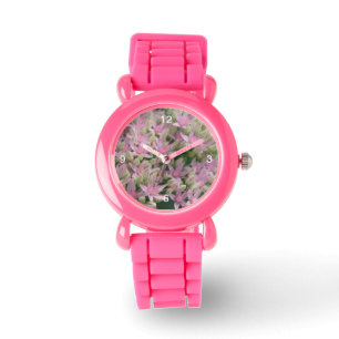 Pretty Pink Tropical Flower Watch with Numbers