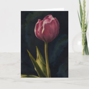 Pretty Pink Tulip Flower Dramatic Art Note Card