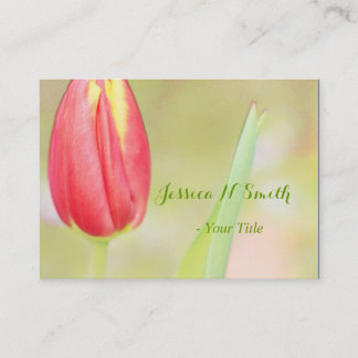pretty pink tulip flower photo art professional business card