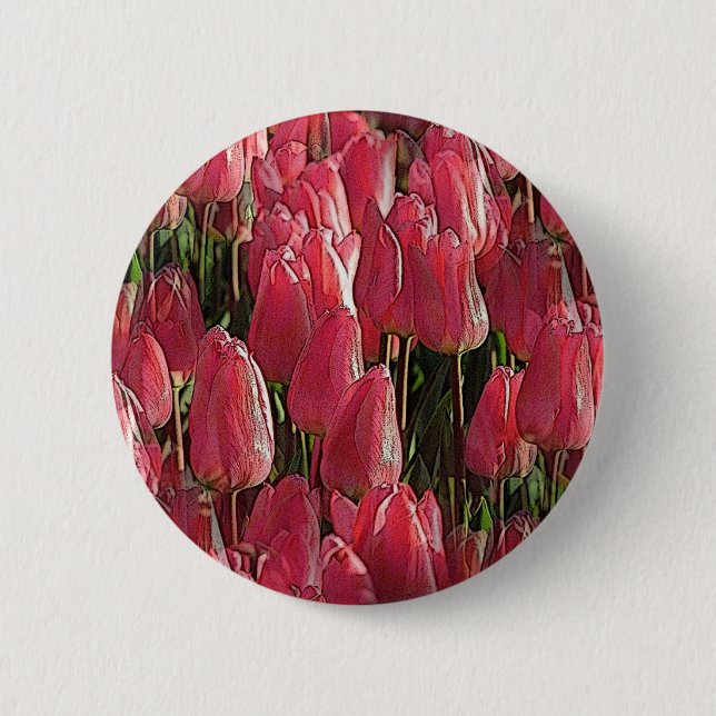 Pretty Pink Tulips 6 Cm Round Badge (Front)