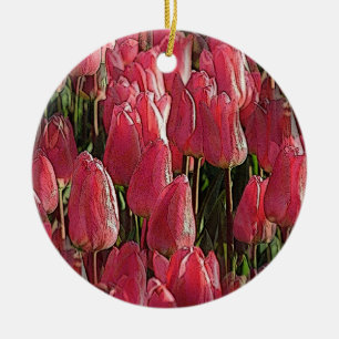 Pretty Pink Tulips Ceramic Tree Decoration