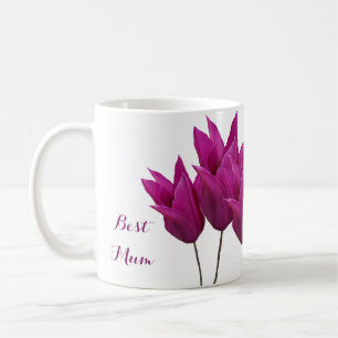 Pretty pink tulips floral stylish elegant best Mum Coffee Mug