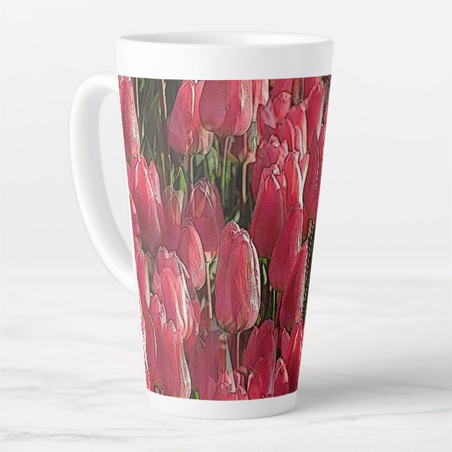 Pretty Pink Tulips Latte Mug (Left Angle)