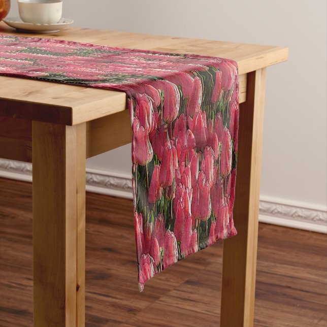 Pretty Pink Tulips Short Table Runner (In Situ)