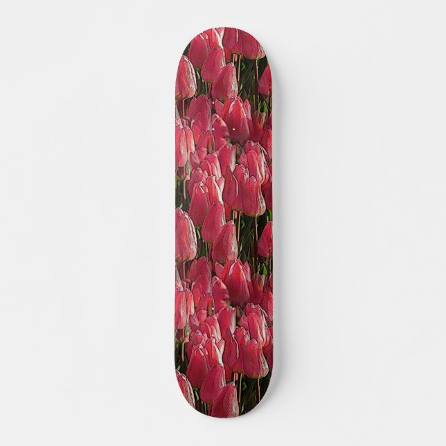 Pretty Pink Tulips Skateboard (Front)