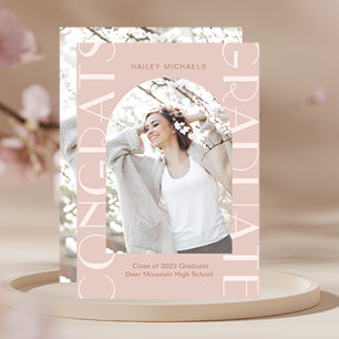 Pretty Pink Two Photo Graduation  Invitation