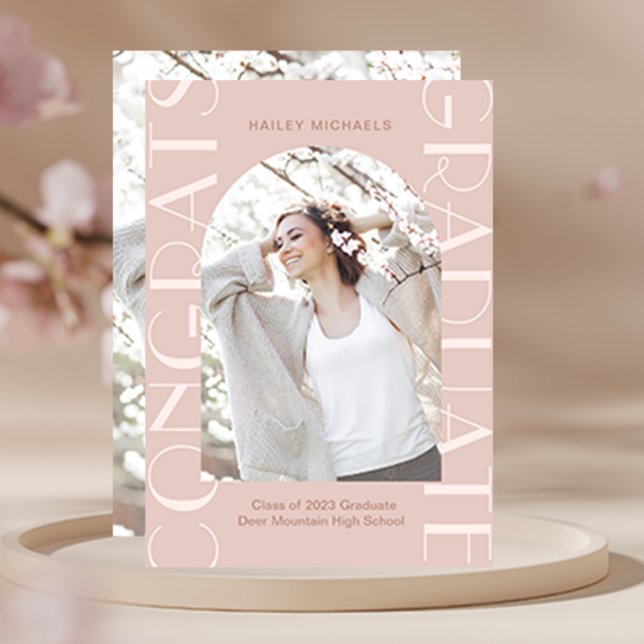 Pretty Pink Two Photo Graduation  Invitation (Creator Uploaded)