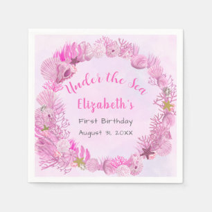 Pretty Pink Under The Sea Girl's Birthday  Napkin