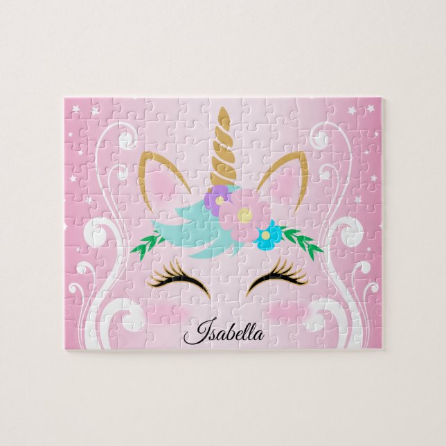 Pretty Pink Unicorn 🦄 Face Jigsaw Puzzle (Horizontal)