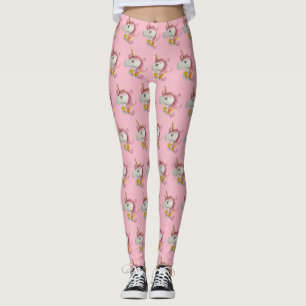 Pretty Pink Unicorn Patterned Leggings