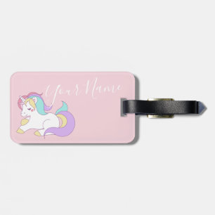 Pretty Pink Unicorn Your name here luggage tag