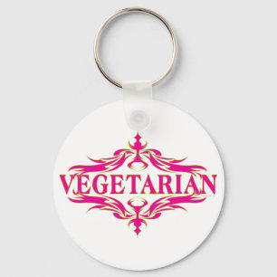 Pretty Pink Vegetarian Design Key Ring