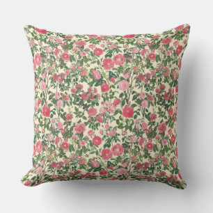 Pretty Pink Vintage Flowers - Cottagecore Floral Cushion