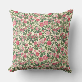 Pretty Pink Vintage Flowers - Cottagecore Floral Cushion