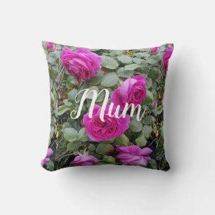 Pretty Pink Vintage Rose Flower Birthday Mum Cushion