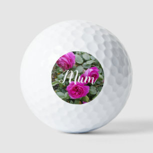 Pretty Pink Vintage Rose Flower Birthday Mum Golf  Balls