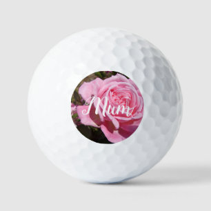 Pretty Pink Vintage Rose Flower Birthday Mum Golf Golf Balls