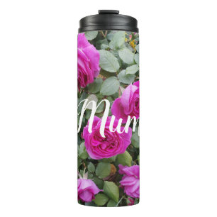 Pretty Pink Vintage Rose Flower Birthday Mum Thermal Tumbler
