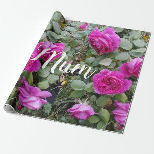 Pretty Pink Vintage Rose Flower Birthday Mum Wrapping Paper