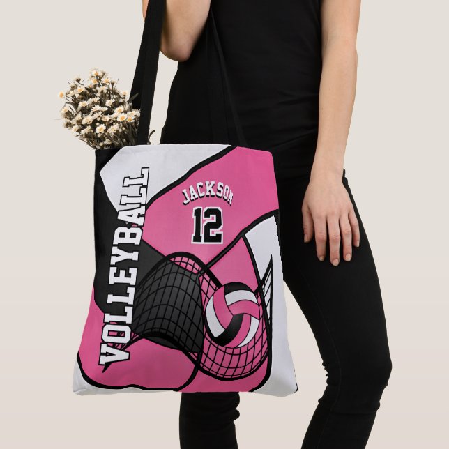 Pretty Pink Volleyball Tote Bag (Close Up)
