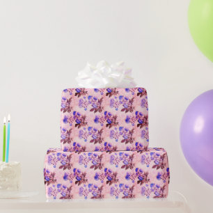 Pretty Pink w/ Purple Floral Print Wrapping Paper