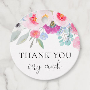 Pretty Pink Watercolor Anemones Thank You Favour Tags