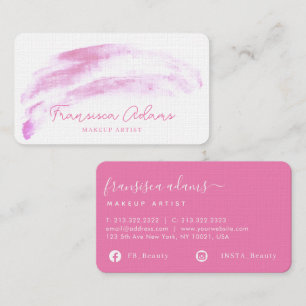 Pretty Pink Watercolor Brush stroke Script Business Card