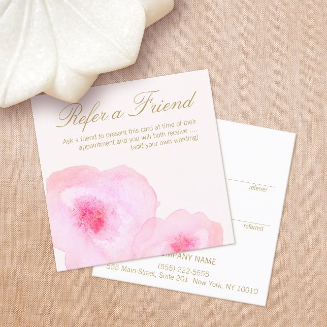 Pretty Pink Watercolor Floral Customer Referral (Creator Uploaded)