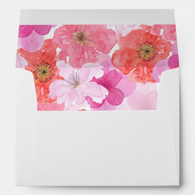 Pretty Pink Watercolor Floral Envelopes (Back (Bottom))