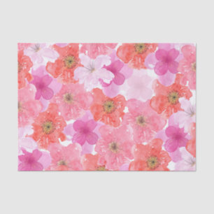 Pretty Pink Watercolor Floral Tissue Paper
