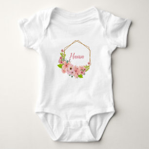 Pretty Pink Watercolor Flowers - Personalised Baby Bodysuit