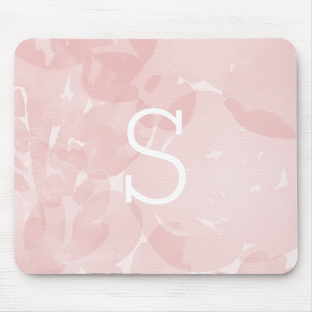 Pretty Pink Watercolor Monogram Mouse Pad (Front)