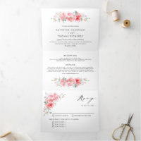 Pretty Pink Watercolor Peony and Rose Wedding