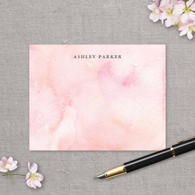 Pretty Pink Watercolor Personal Stationery Thank You Card (Creator Uploaded)