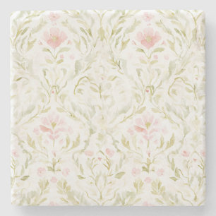 Pretty Pink White Flowers Stone Coaster