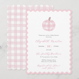 Pretty Pink White Pumpkin Baby Girl Shower Invitation