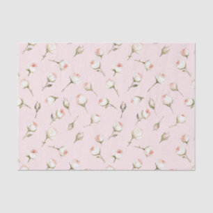Pretty Pink White Roses Floral Bridal Shower Tissue Paper