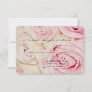 Pretty Pink White Roses RSVP Card
