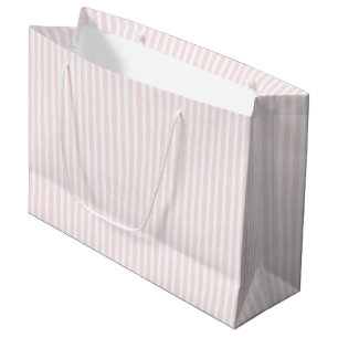 Pretty Pink White Stripes Birthday Large Gift Bag