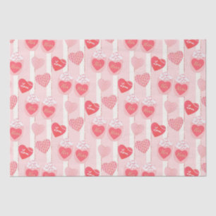 Pretty Pink White Stripes Hearts Valentines Day Tissue Paper