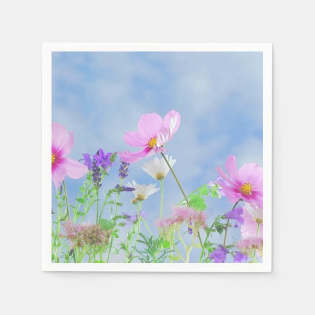 Pretty Pink Wild Flower Meadow Napkin (Front)