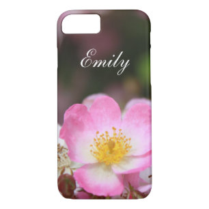 Pretty pink wild rose flower.  Add your name. Case-Mate iPhone Case