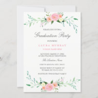 Pretty Pink Wildflower Graduation Party Invitation
