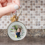 Pretty Pink Wildflower Mother's Day Photo Key Ring<br><div class="desc">Photo keychain with delicate wildflowers for Mother's day - or edit the text for any other occasion. The photo template is set up for you to add your picture, which is displayed in round shape. This elegant and gentle design has a floral photo frame with pink wild flowers and greenery....</div>