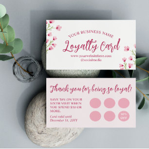 Pretty Pink Wildflowers 6 visits Loyalty Card