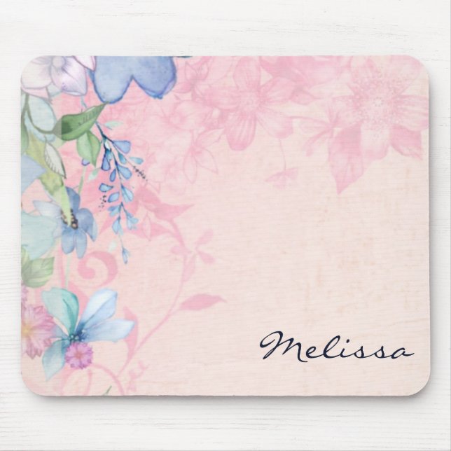 Pretty Pink Wildflowers Mouse Pad (Front)